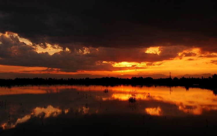 вечер, озеро, закат, отражение, покой, the evening, lake, sunset, reflection, peace