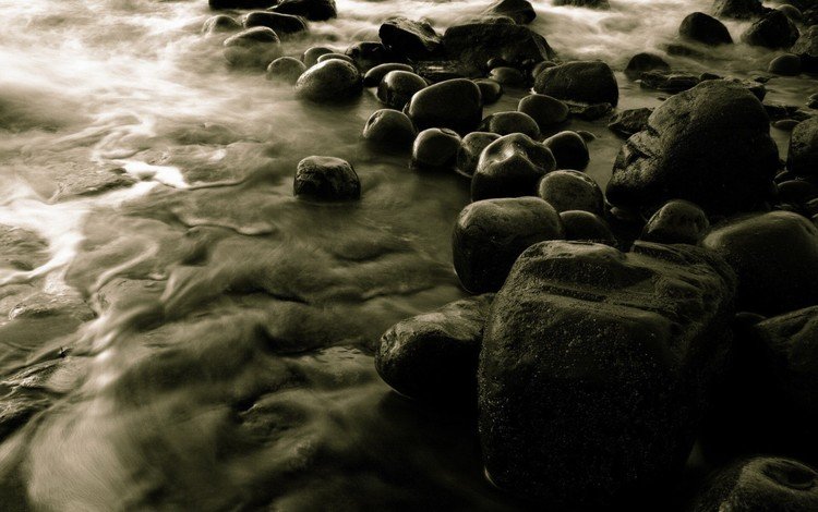 вода, камни, серый, water, stones, grey