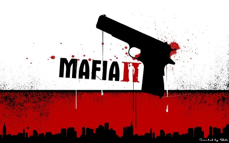 пистолет, черный, красный, mafia2, gun, black, red