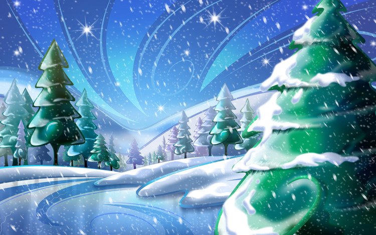 рисунок, снег, новый год, елка, figure, snow, new year, tree