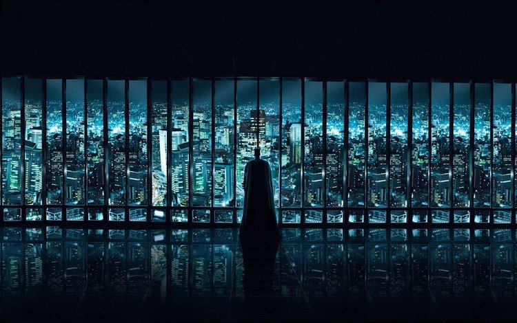 город, окно, бэтмен, the city, window, batman