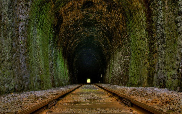 дорога, рельсы, туннель, road, rails, the tunnel