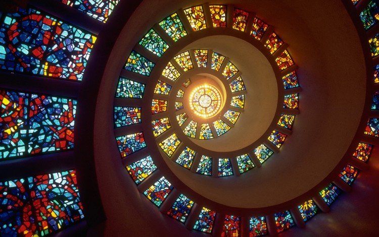 свет, спираль, окна, витражи, light, spiral, windows, stained glass