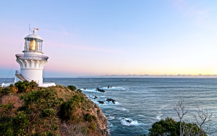 небо, восход, море, маяк, австралия, the sky, sunrise, sea, lighthouse, australia