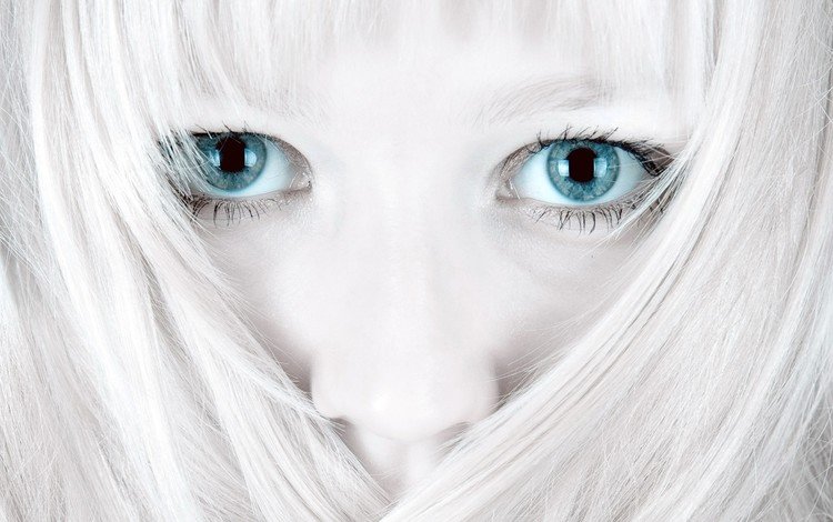 глаза, белый, волосы, eyes, white, hair
