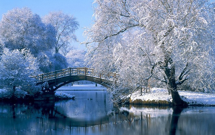 зима, мост, германия, winter, bridge, germany