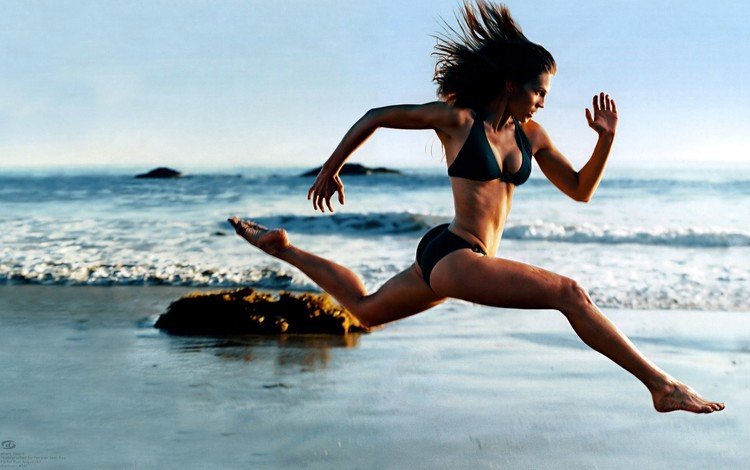 море, бег, hilary swank, фитнес, sea, running, fitness