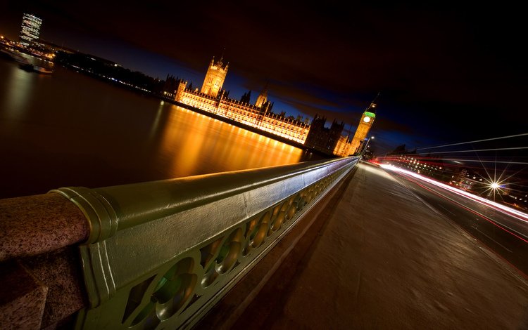 ночь, река, мост, лондон, night, river, bridge, london