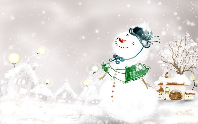 снег, новый год, снеговик, snow, new year, snowman