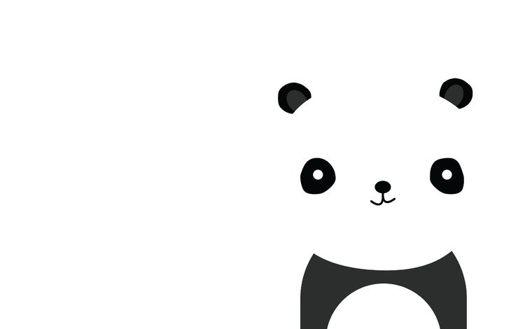 улыбка, панда, черный, белый, минимализм, smile, panda, black, white, minimalism