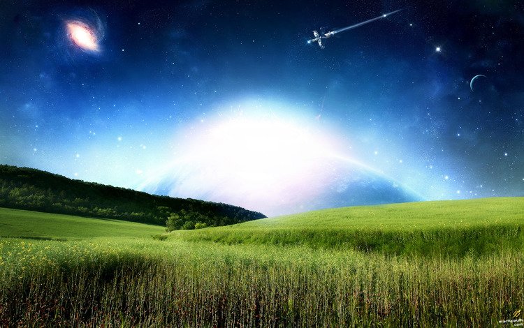 трава, галактика, спутник, grass, galaxy, satellite