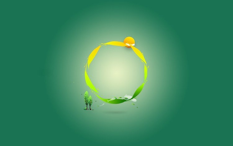 зелёный, минимализм, круг, green, minimalism, round