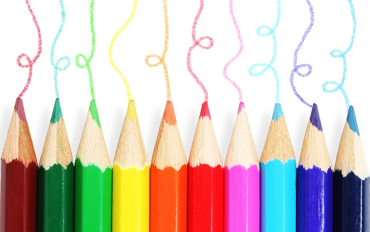 цвета, краски, карандаши, белый фон, color, paint, pencils, white background
