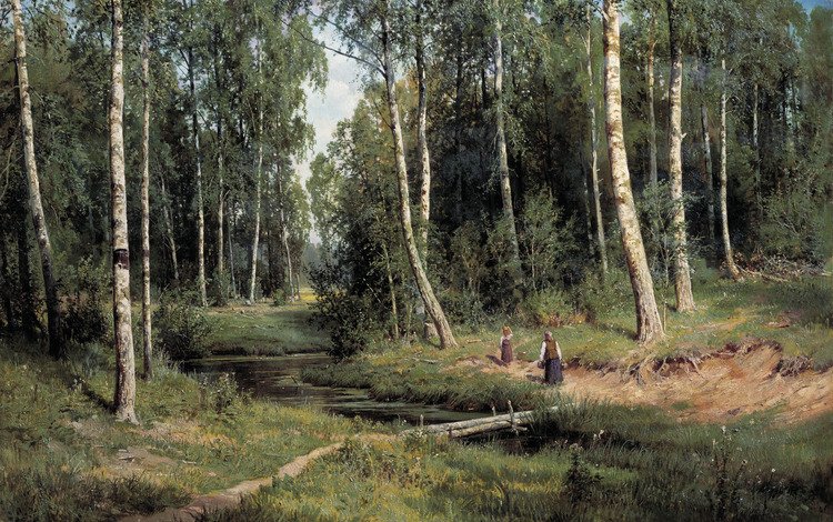 картина, ручей, шишкин, в берёзовом, лесу, picture, stream, shishkin, in berezovo, forest