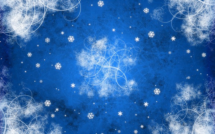 новый год, снежинки, синий, узоры, завитки, new year, snowflakes, blue, patterns, curls