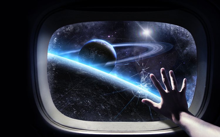 космос, рука, иллюминатор, space, hand, the window