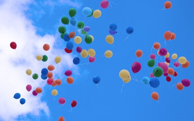 небо, шары, воздушные, полёт.разноцветные, the sky, balls, air, flight.colorful