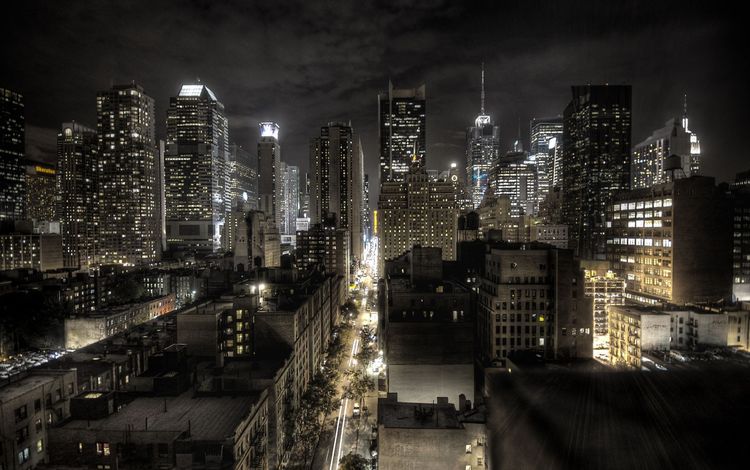 огни, вечер, обои, города, город, манхеттен, нью - йорк, небоскрёбы, lights, the evening, wallpaper, city, the city, manhattan, new york, skyscrapers