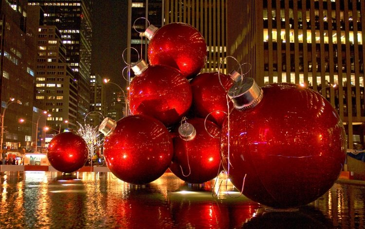 шары, улица, новый, год, balls, street, new, year