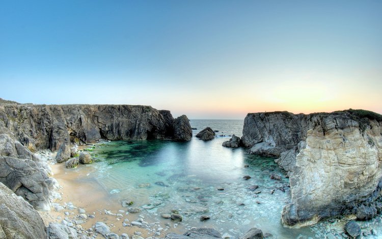 скалы, пляж, франция, quiberon peninsula, rocks, beach, france
