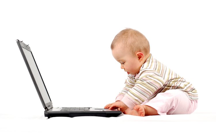дети, лицо, ребенок, ноутбук, children, face, child, laptop