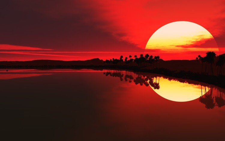 солнце, закат, отражение, the sun, sunset, reflection