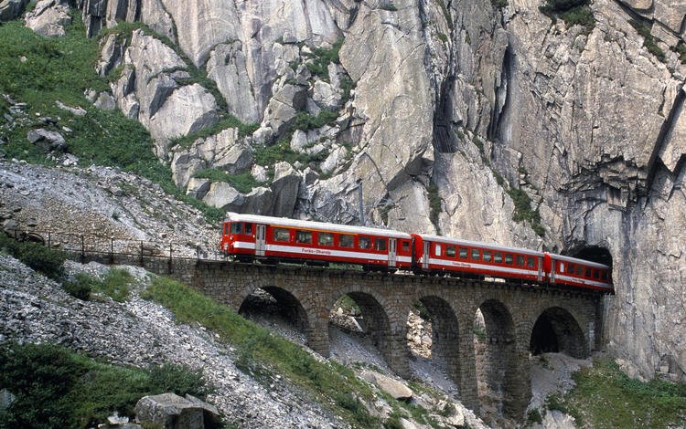 горы, железная дорога, швейцария, mountains, railroad, switzerland