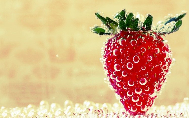 вода, клубника, пузырьки, красненькая, water, strawberry, bubbles, reds