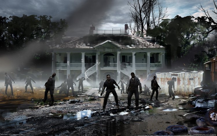 зомби, дом, мусор, left 4 dead, zombies, house, garbage
