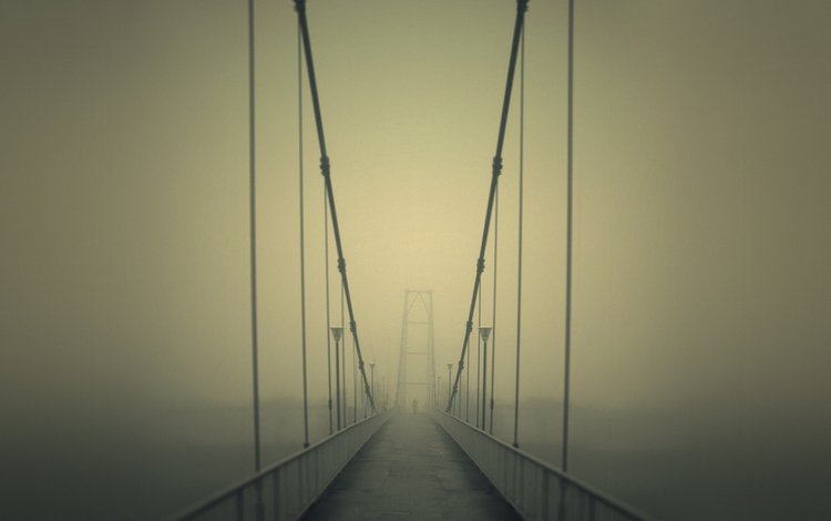 дорога, туман, мост, road, fog, bridge