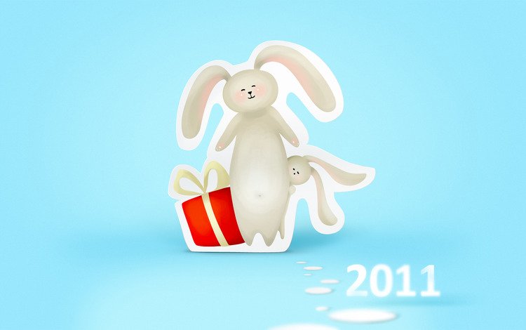 новый год, подарок, зайцы, 2011 год, встреча нового года, new year, gift, rabbits, 2011