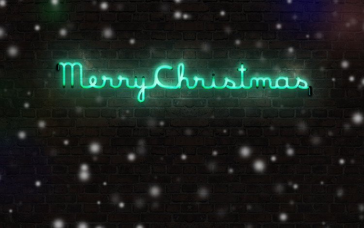 снег, зима, надпись, стена, кирпич, праздник, рождество, xmas, счастливого рождества, merry christmas, snow, winter, the inscription, wall, brick, holiday, christmas
