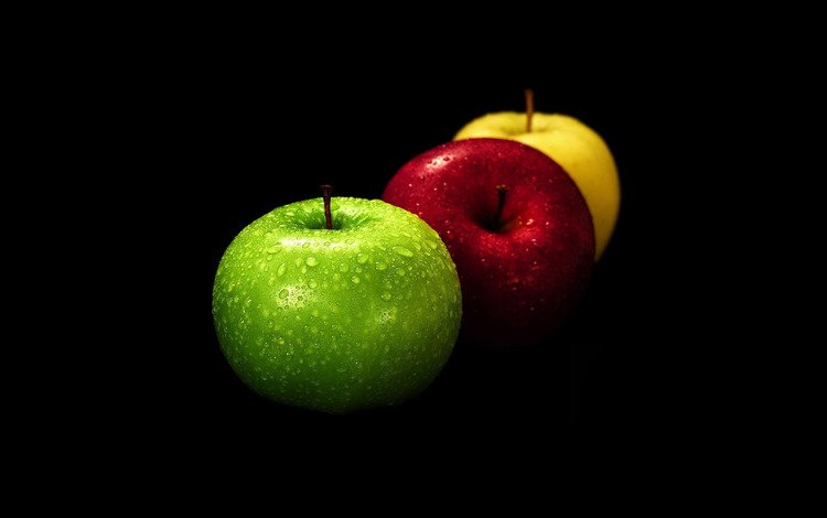 желтый, зелёный, яблоки, красный, влага, yellow, green, apples, red, moisture