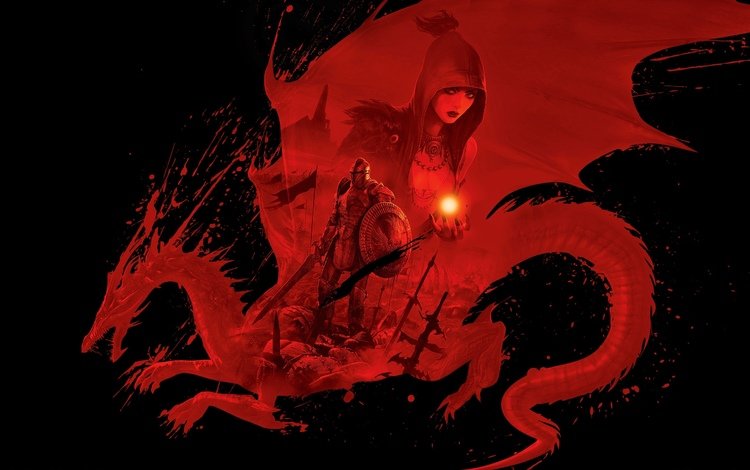 дракон, красный, dragon age origins, dungeons & dragons, d & d, dragon, red