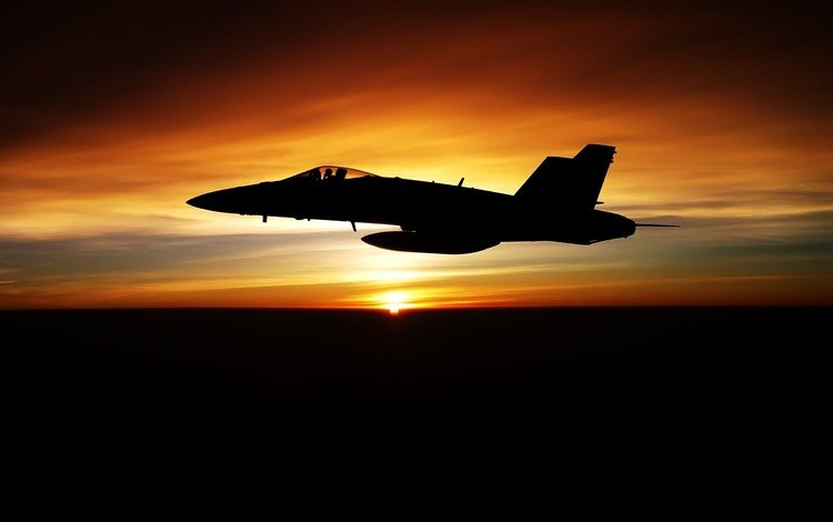 солнце, закат, самолет, полет, истребитель, the sun, sunset, the plane, flight, fighter