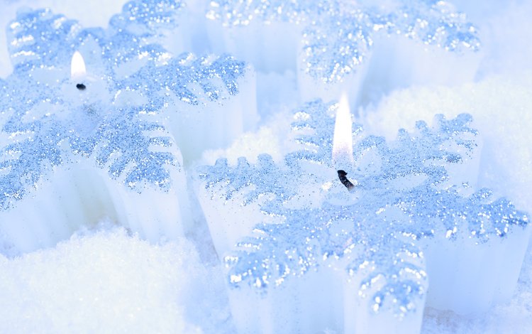 снег, свечи, белый, snow, candles, white