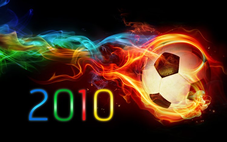 футбол, краски, огонь, радуга, черный фон, мяч, чемпионат 2010, football, paint, fire, rainbow, black background, the ball, championship 2010