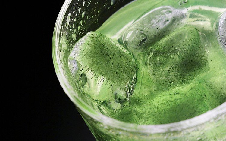зелёный, лёд, коктейль, стакан, green, ice, cocktail, glass