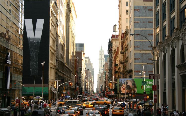 город, небоскребы, мегаполис, улица, сша, нью-йорк, здания, такси, the city, skyscrapers, megapolis, street, usa, new york, building, taxi