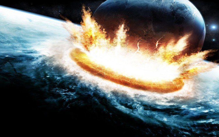 планета, взрыв, столкновение, planet, the explosion, clash