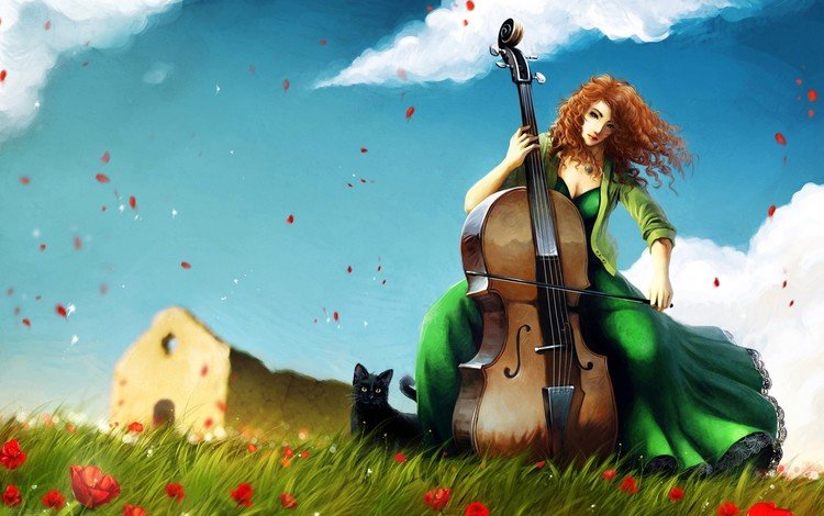 рисунок, музыка, виолончель, figure, music, cello