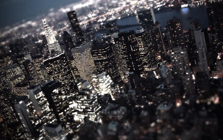 ночь, огни, обои, фото, фон, город, tilt-shift, new york city, night, lights, wallpaper, photo, background, the city