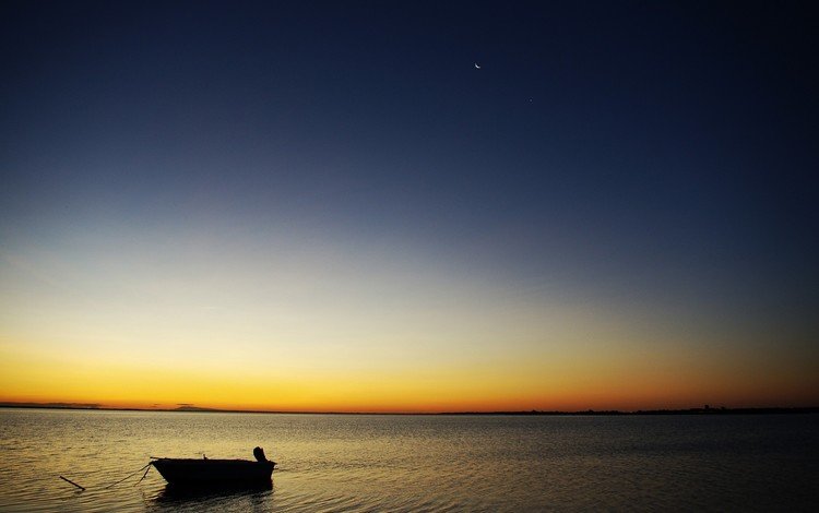 вода, вечер, закат, лодка, water, the evening, sunset, boat