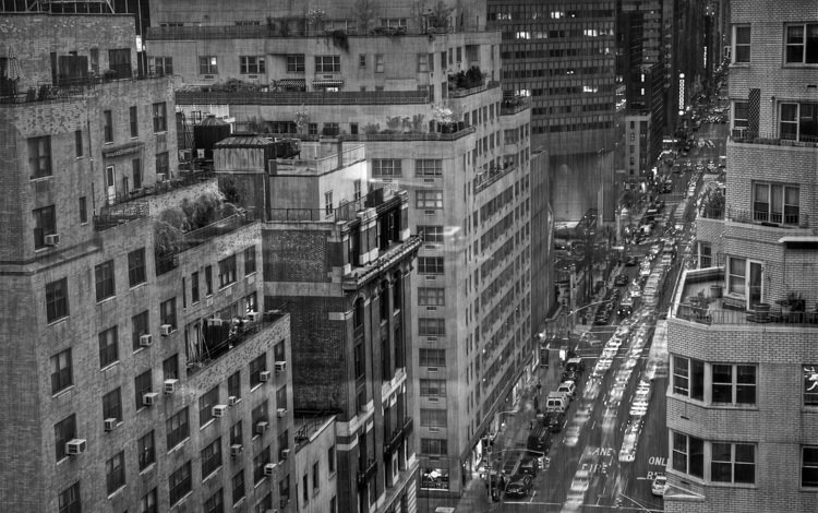 черно-белая, дождь, нью - йорк, black and white, rain, new york