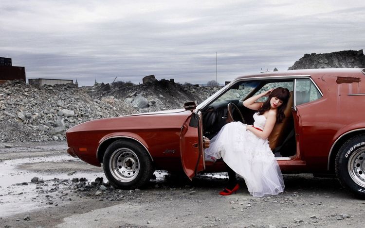 девушка, автомобиль, белое платье, marit larsen, girl, car, white dress
