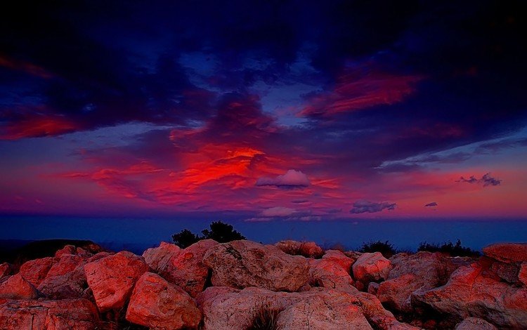 облака, камни, красный, clouds, stones, red