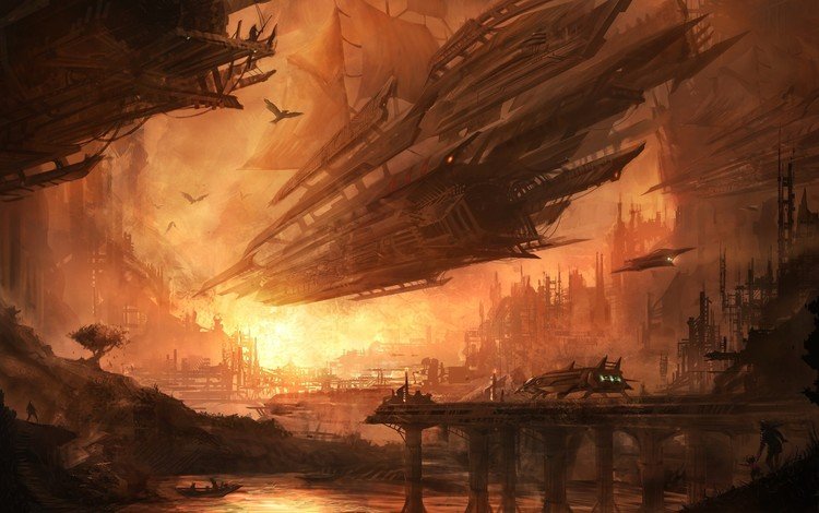 рисунок, корабль, будущее, alex ruiz - airships, figure, ship, future