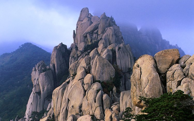 скалы, туча, корея, rocks, cloud, korea