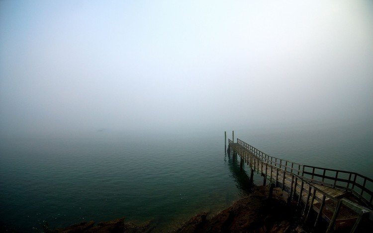 туман, причал, fog, pier