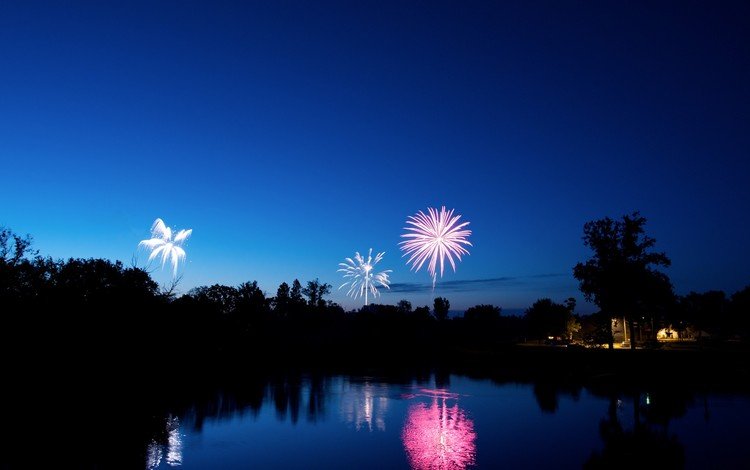 вечер, синий, фейерверк, the evening, blue, fireworks